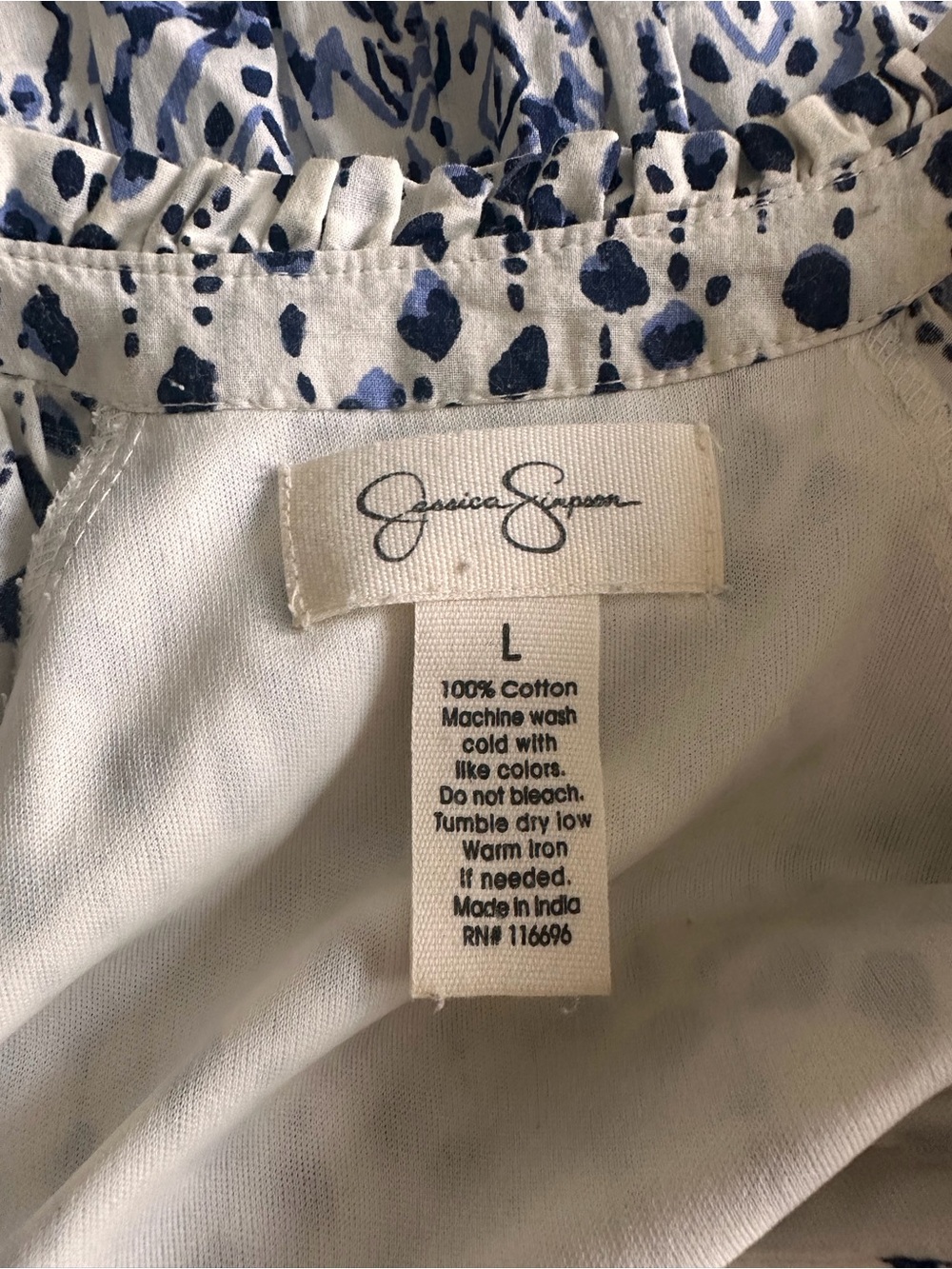 Jessica Simpson Blue & White Floral Peasant Dress - Picture 7 of 7